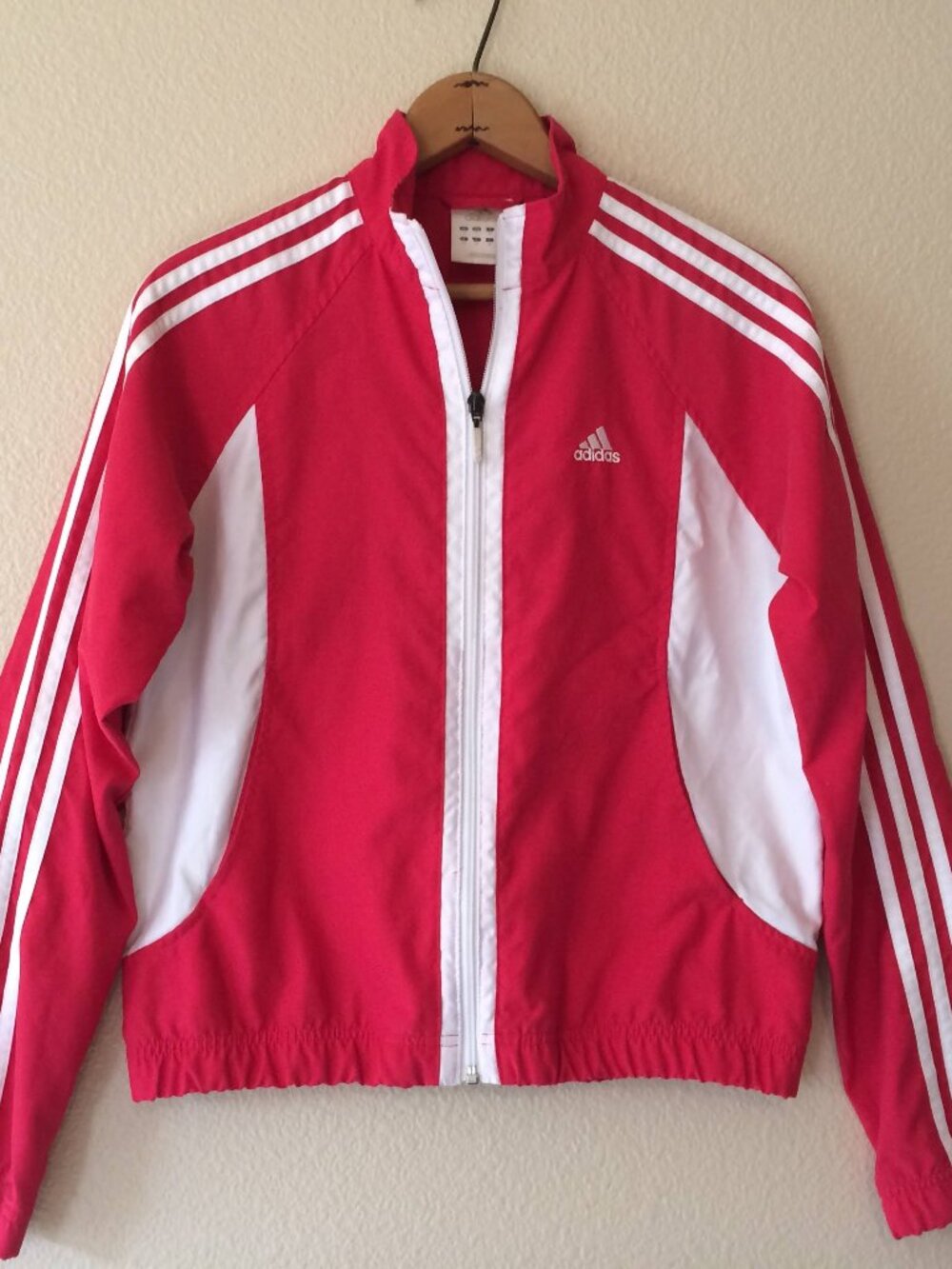 Adidas Vintage Track Jacket S Red White Y2K Windbreaker Three Stripe